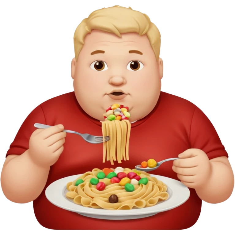 fatman who loves carbs and cholodae and candies emoji