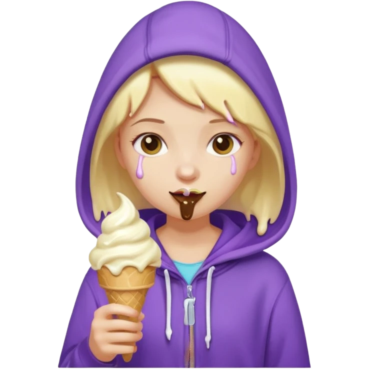 girl in purple hoodie holding ice cream emoji