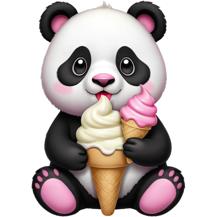 Panda eating ice cream emoji