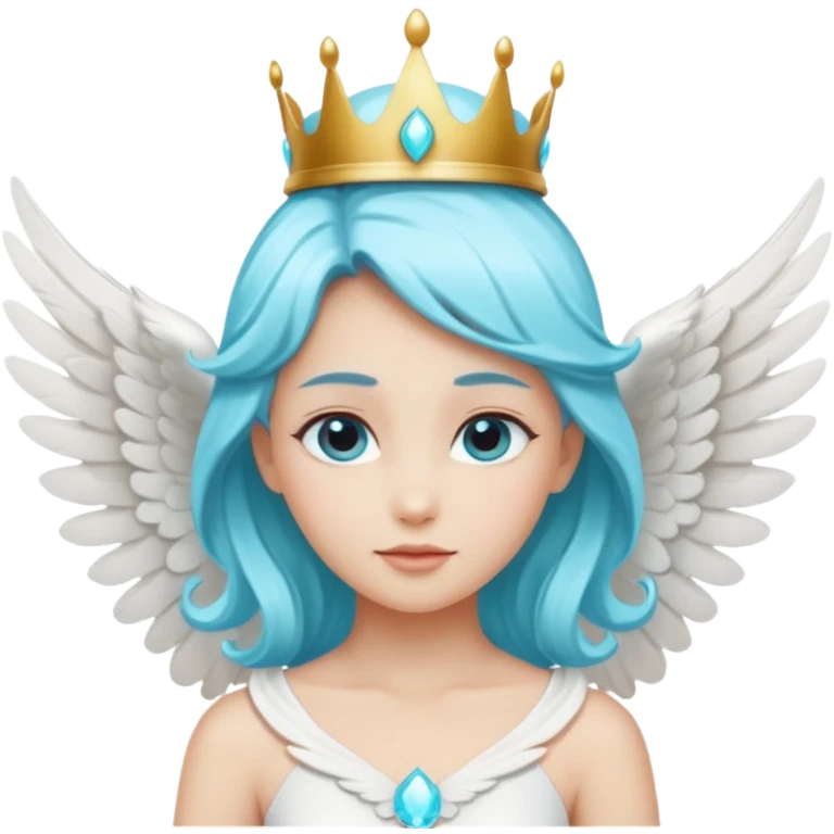 an angel with a cyan crown on her head, 4 wings emoji