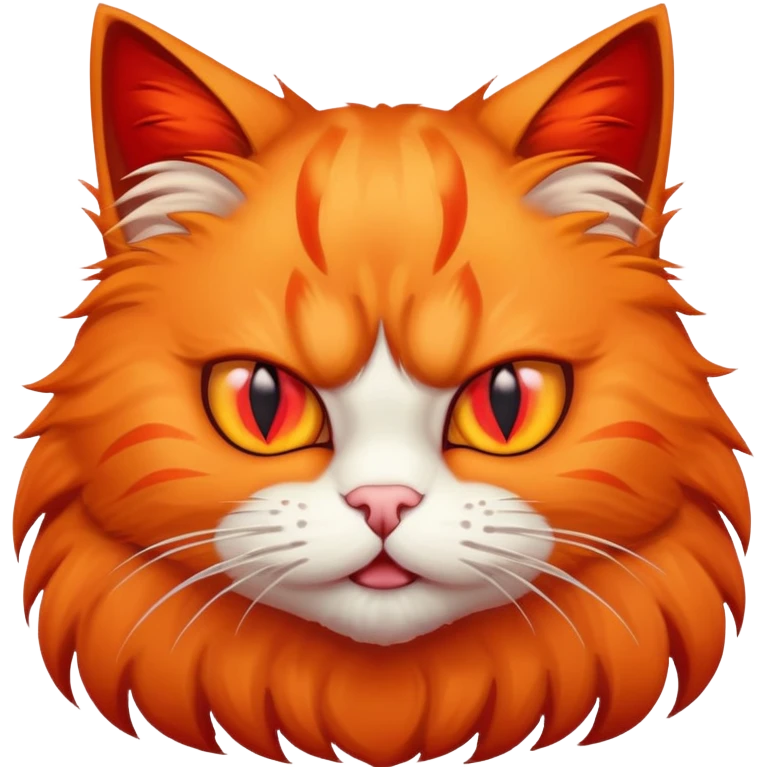 Evil orange cat with red eyes emoji