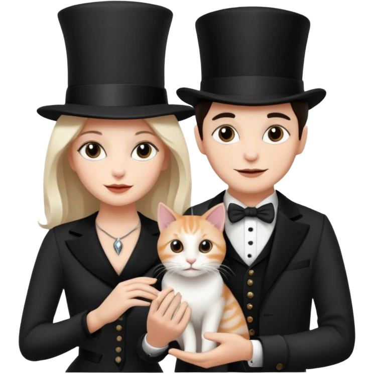 magician couple and their pet cat emoji