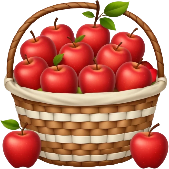 woven basket with apples and white checkered cloth emoji