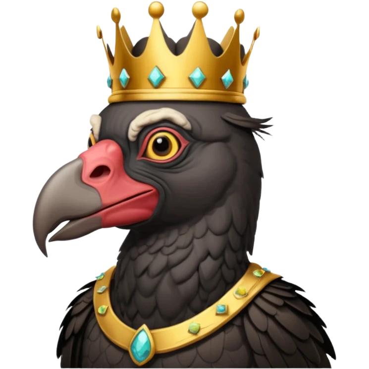 old black king vulture wearing crown looking ahead emoji