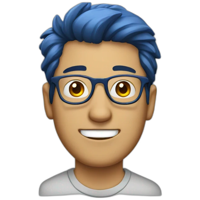 A man with a dark blue hair and wearing glasses  emoji