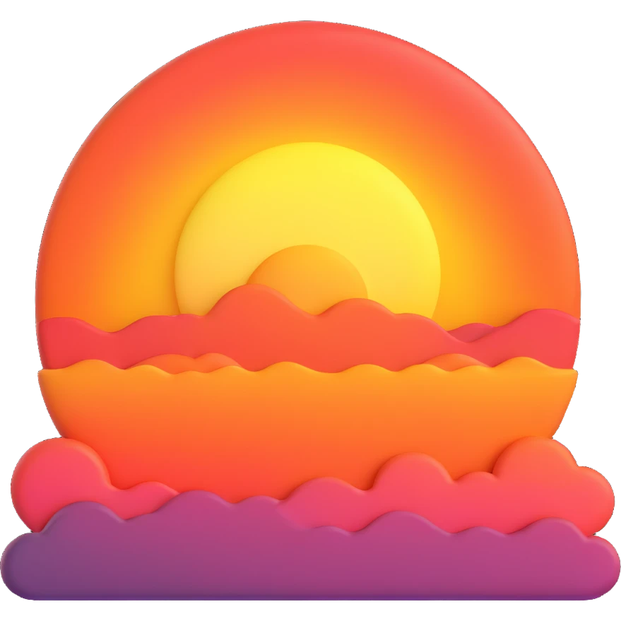 A 3D emoji of a sunset emoji