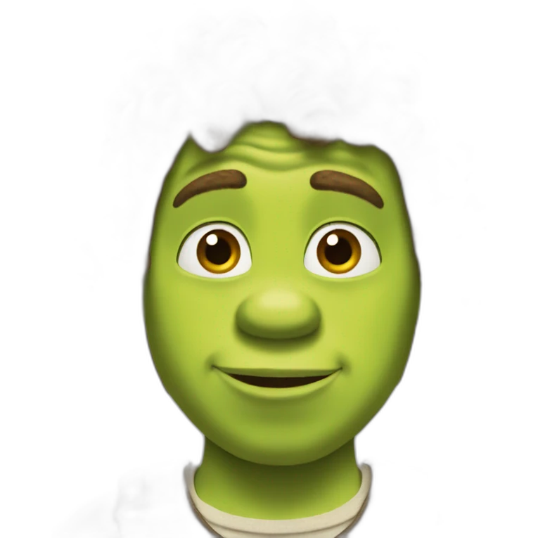 Shrek emoji with curly hair emoji