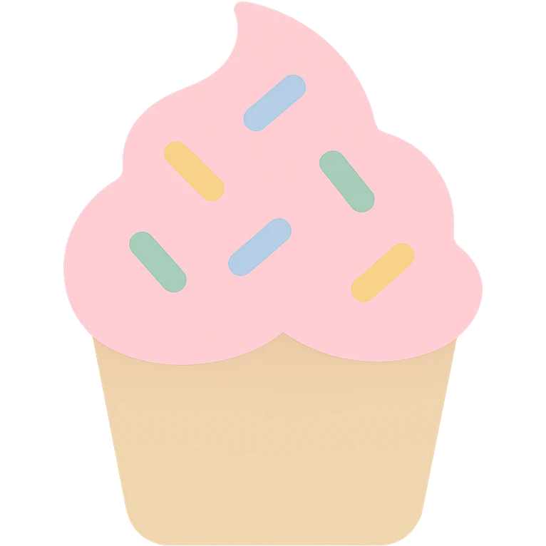 cupcake with pink icing and colorful sprinkles emoji