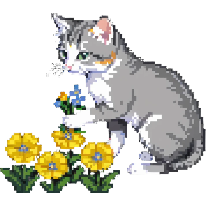 Kitten smells flowers emoji
