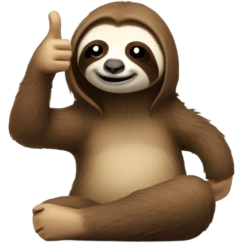 sloth lies face down and shows thumbs up emoji