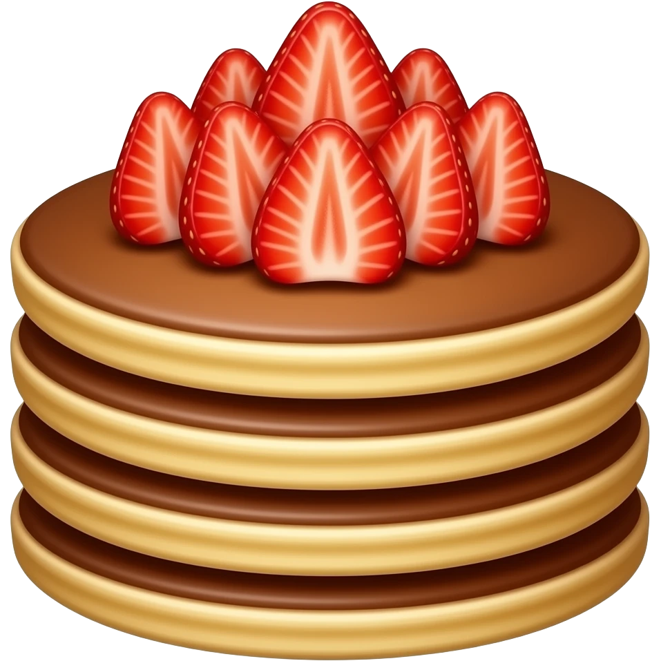 Chocolate Pancakes with strawberry on top emoji