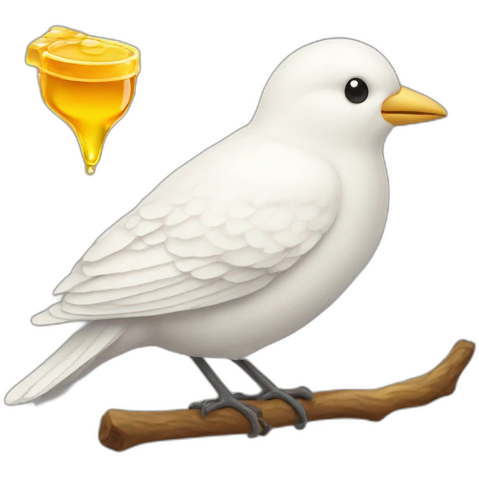 White bird with honey emoji