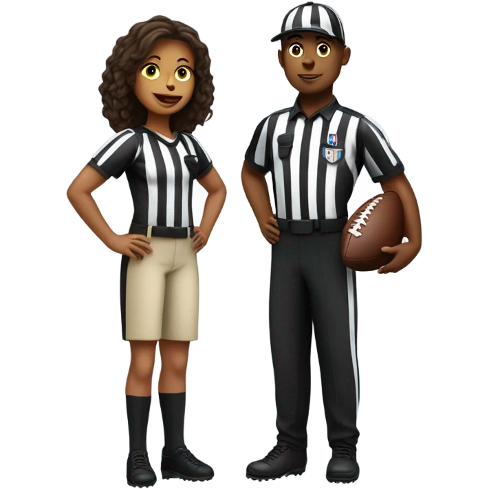 American football woman referee with boy football player  emoji
