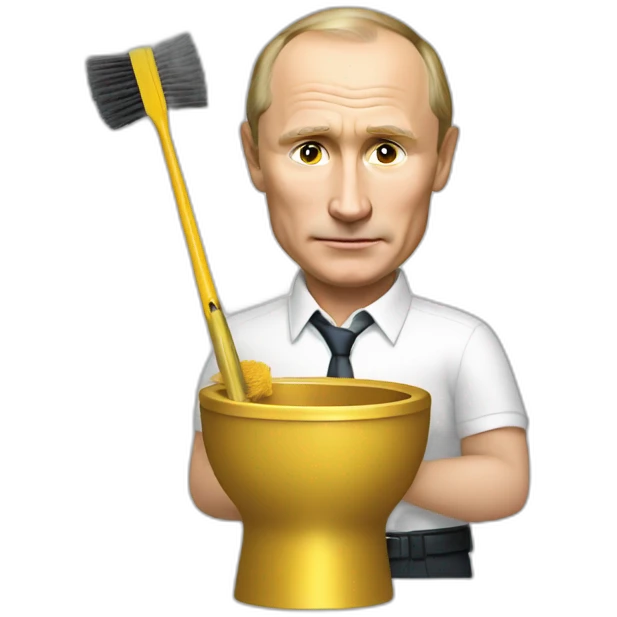 Putin with a golden toilet brush in hand emoji