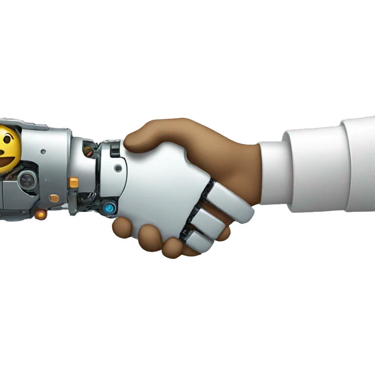 handshake with robot emoji
