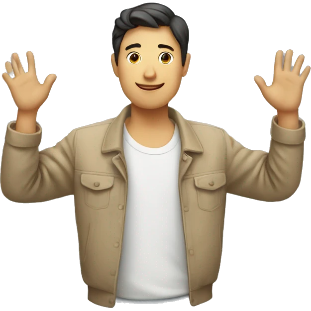 Person having one hand on his heart and other hand free emoji