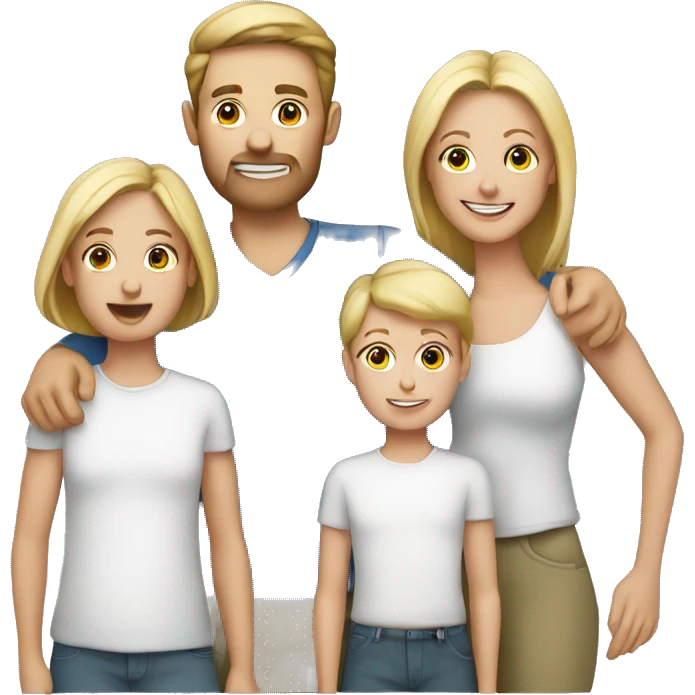 White Family with 3 kids eldest boy 2 girls emoji