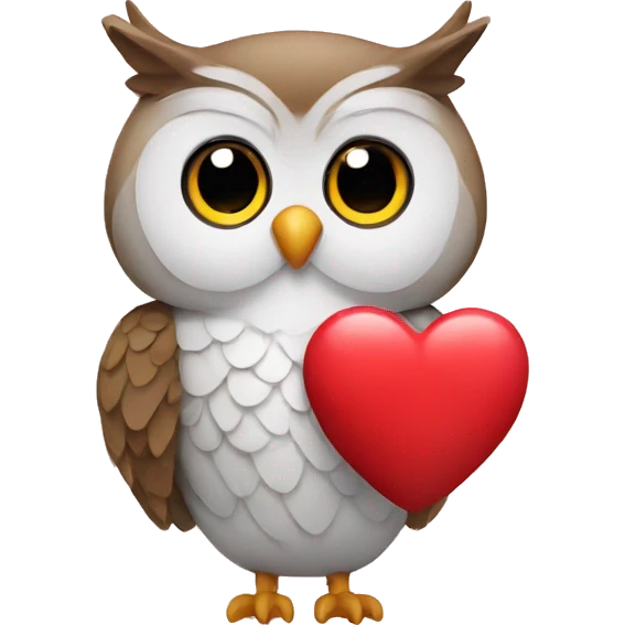 Owl holding heart emoji