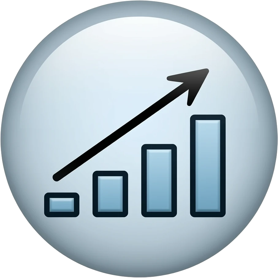 bar graph going up with up arrow for a circular pfp emoji
