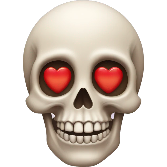 Skull with red loveheart eyes emoji