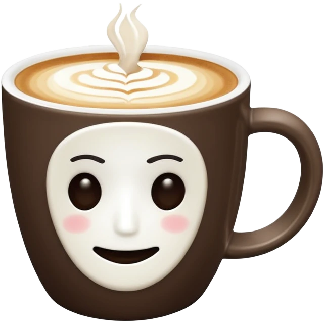 a flat white coffee without a face in a clean white coffee mug witout anyhing on it. there is latte art in the coffee emoji