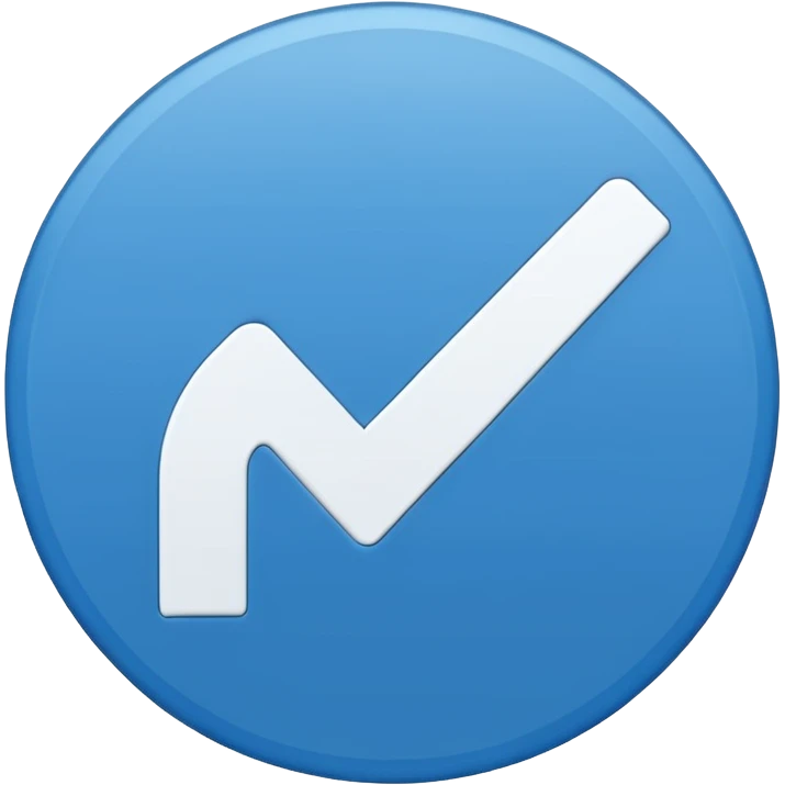 blue circle in the middle and white checklist mark emoji