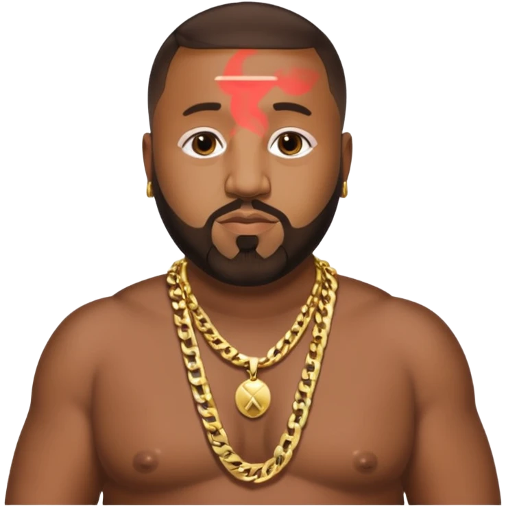 DJ Khaled with dark brown hair, shirtless with necklace emoji