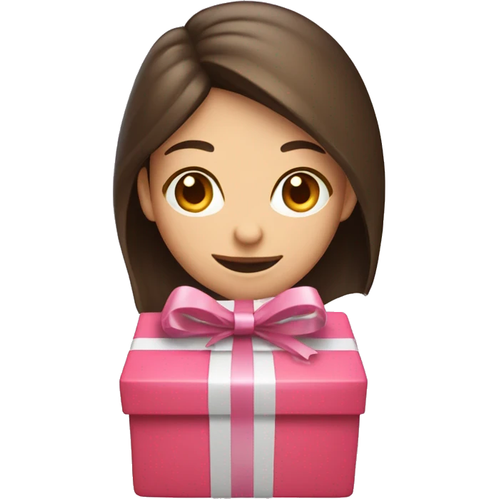 Brunette Caucasian opening gift   emoji