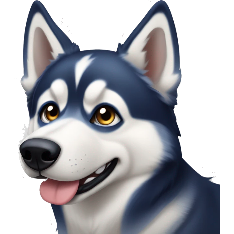 husky siberiano con ojos azules y con mancha de 3 hojas en la frene emoji
