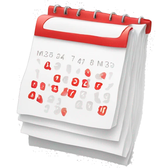 red and white calendar icon emoji