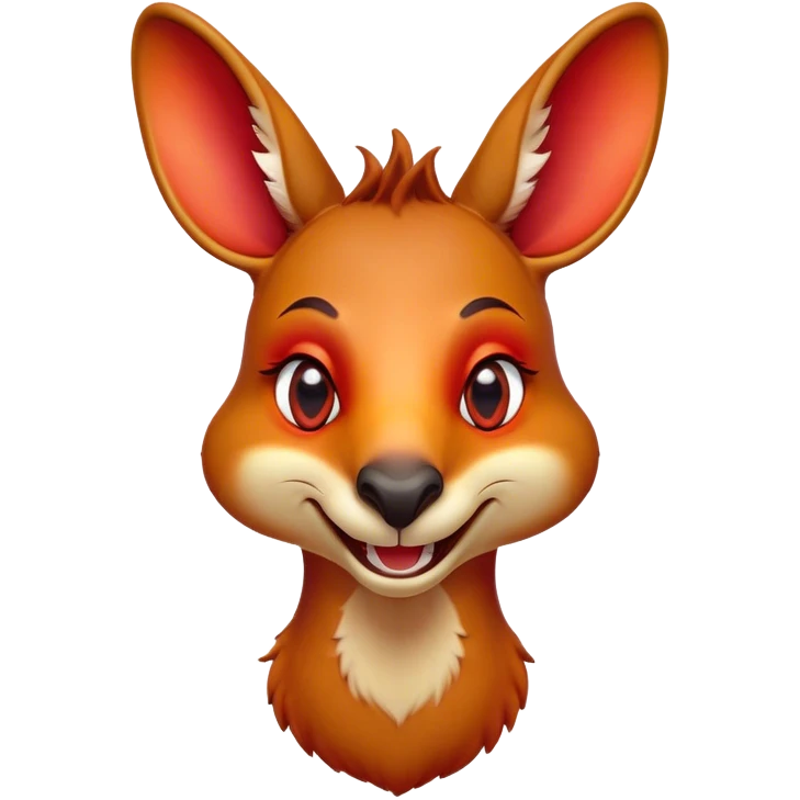 Cinematic Comical Kangaroo Portrait Emoji, Head tilted dramatically with an exaggeratedly amused expression, featuring a striking red-orange fur with a playful glint in its wide, expressive amber eyes, Simplified yet hilariously expressive features, highly detailed, glowing with a slightly sassy glow, high shine, dramatic yet playful, stylized with an air of cheeky outback mischief, bright and endearing, soft glowing outline, capturing the essence of a spirited and over‐the‐top kangaroo, so meme‐worthy it feels like it could bounce its way into internet fame instantly! emoji