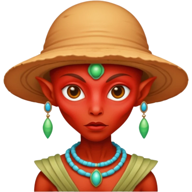 alien living in desert, dressed like a desert alien, redcolorful, accessories, just face  emoji