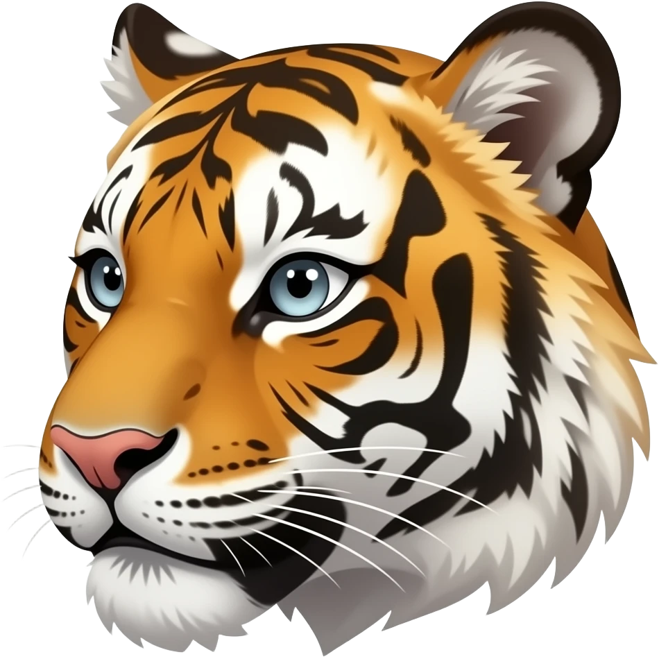 A little bit gorgeous tiger head anime eyes have a white eyes realistic Turn sideways gray eyes But see  like anime eyes emoji