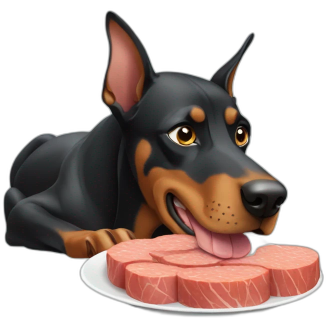 Doberman eating spam emoji