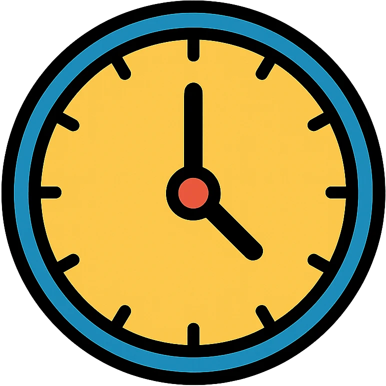 A clock icon with color and black outlines emoji
