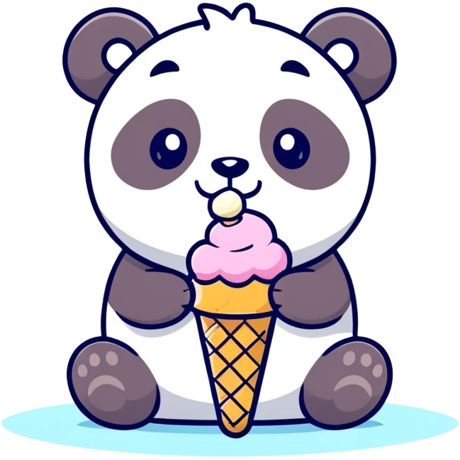 Panda eating ice cream emoji