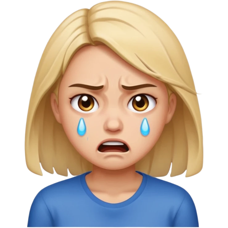A girl being very angry and crying emoji