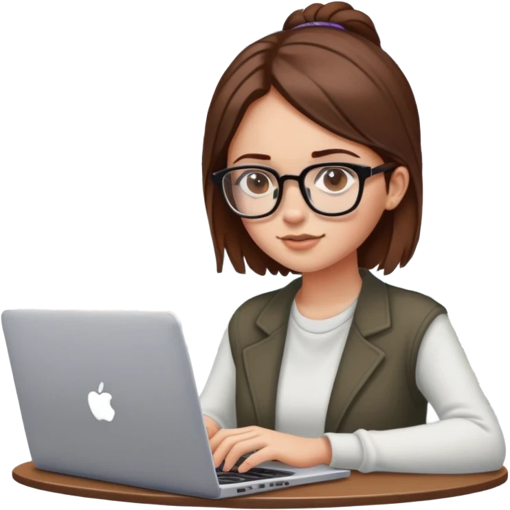 girl with glasses and piercing and windows laptop brown hair emoji