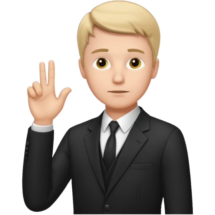 white man in formal suit in thought, shows something with his hand emoji