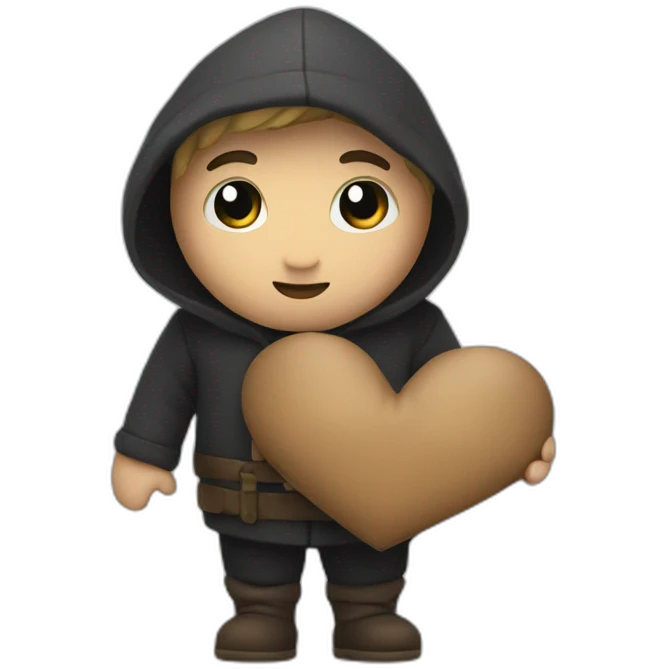 a thief with a heart in his hands emoji
