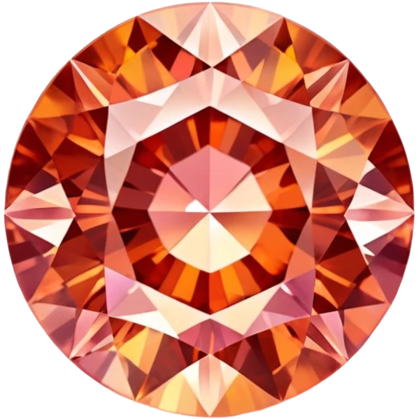 Round cut Padparadscha sapphire with sunset orange-pink hue and sparkling facets emoji