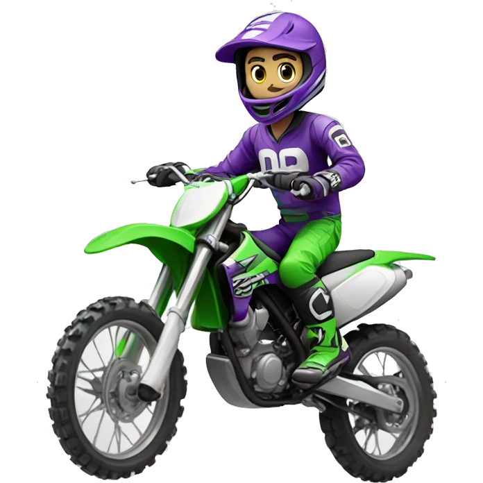 Motocross dude in green and purple emoji