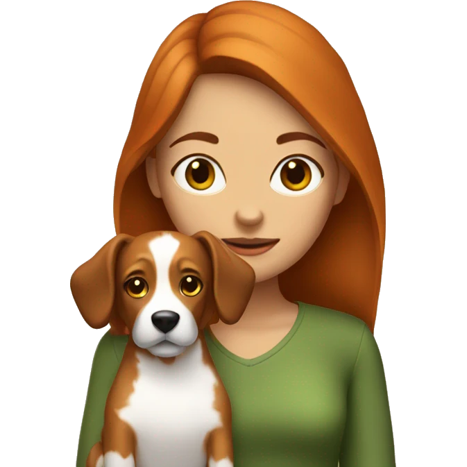 Brunette girl with ginger dog  emoji