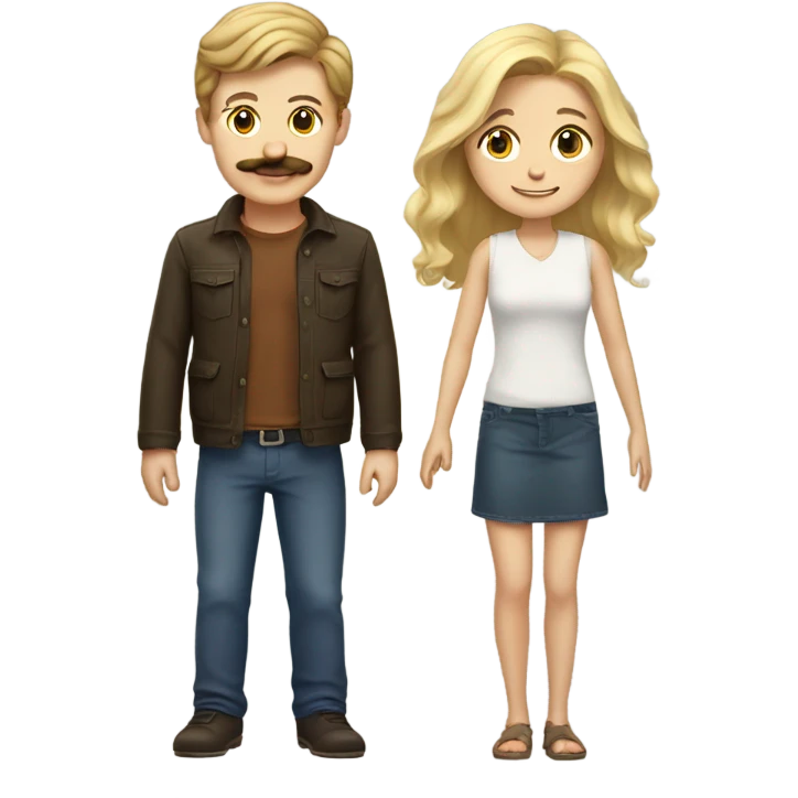 brown-haired white boy with mustache with blonde girl emoji