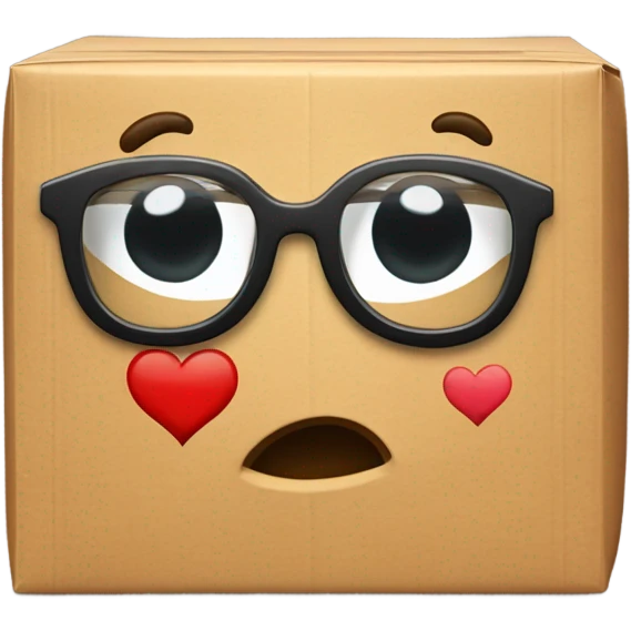 caja inteligente con lentes encima de un corazon gigante emoji