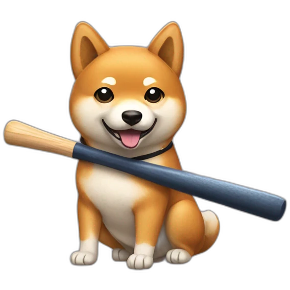 shiba inu holding a baseball bat, sitting emoji
