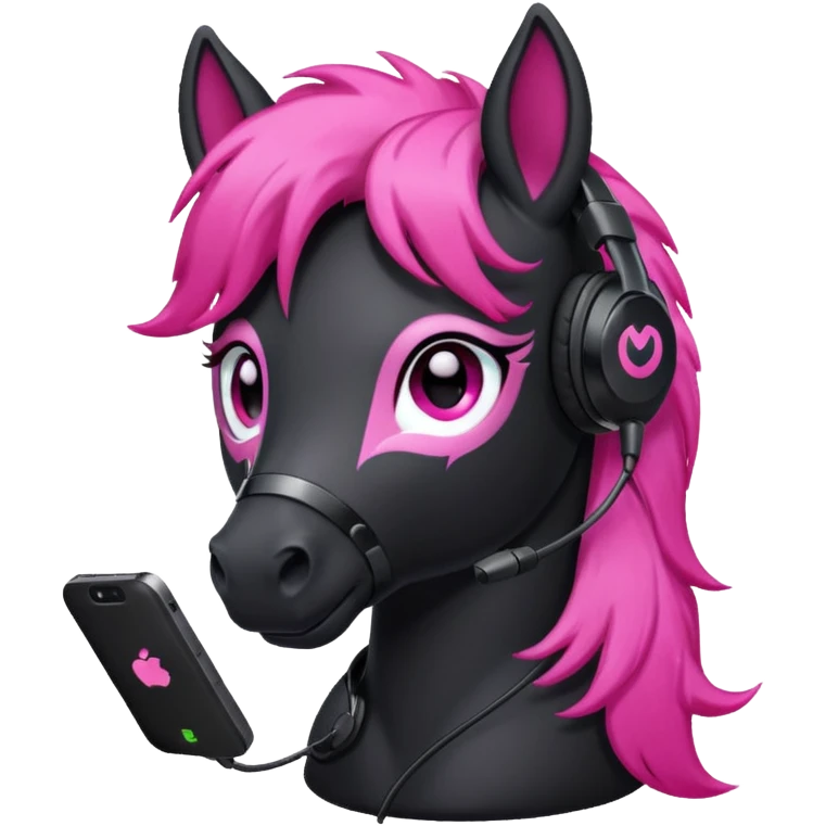 Black pony streamer with gaming head set emoji