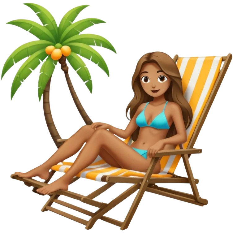 Female with long hair in beach chair  emoji