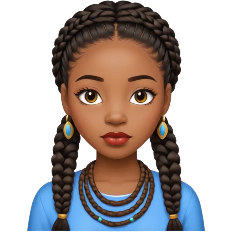 Black girl with Fulani braids long lashes lipgloss and really pretty emoji