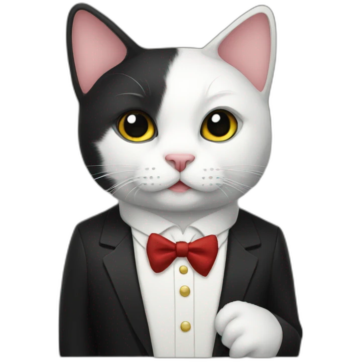 Tuxedo cat with folklore suit emoji